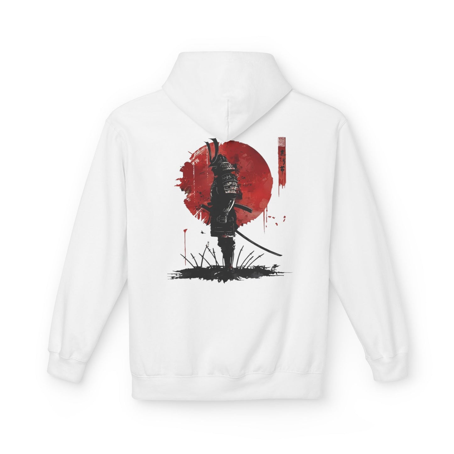 Samurai Silhouette Hoodie — Red Sun Japanese Warrior Graphic
