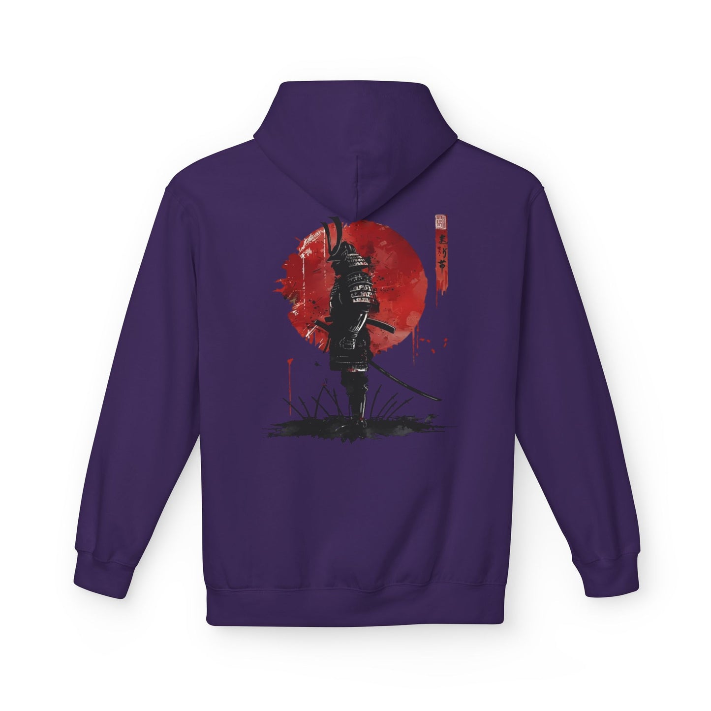 Samurai Silhouette Hoodie — Red Sun Japanese Warrior Graphic