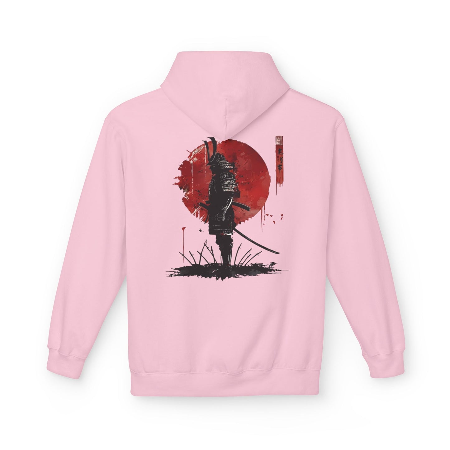 Samurai Silhouette Hoodie — Red Sun Japanese Warrior Graphic