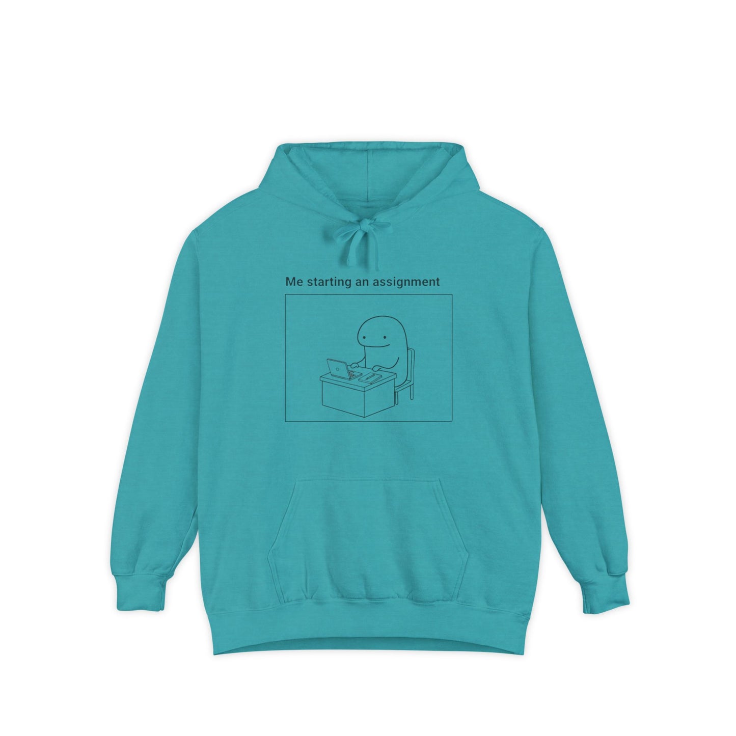 Procrastination Humor Hoodie - Unisex Garment-Dyed with Funny Assignment Prints