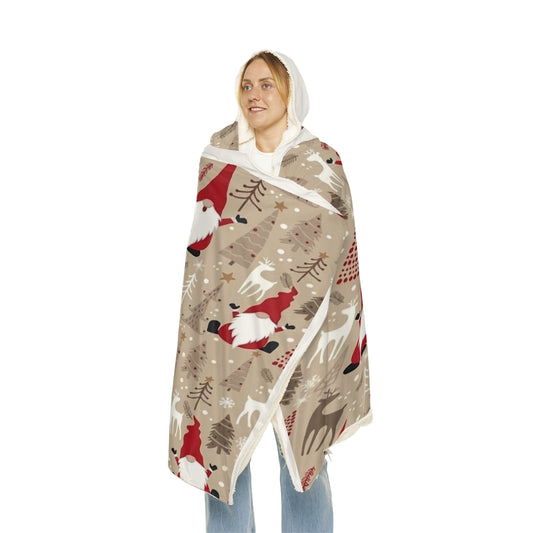 Hooded Blanket — Cozy Christmas Gnome & Reindeer Snuggle Throw