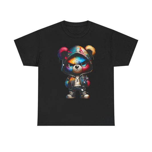 Graffiti Bear Graphic Tee — Colorful Streetwear Teddy Hoodie Design