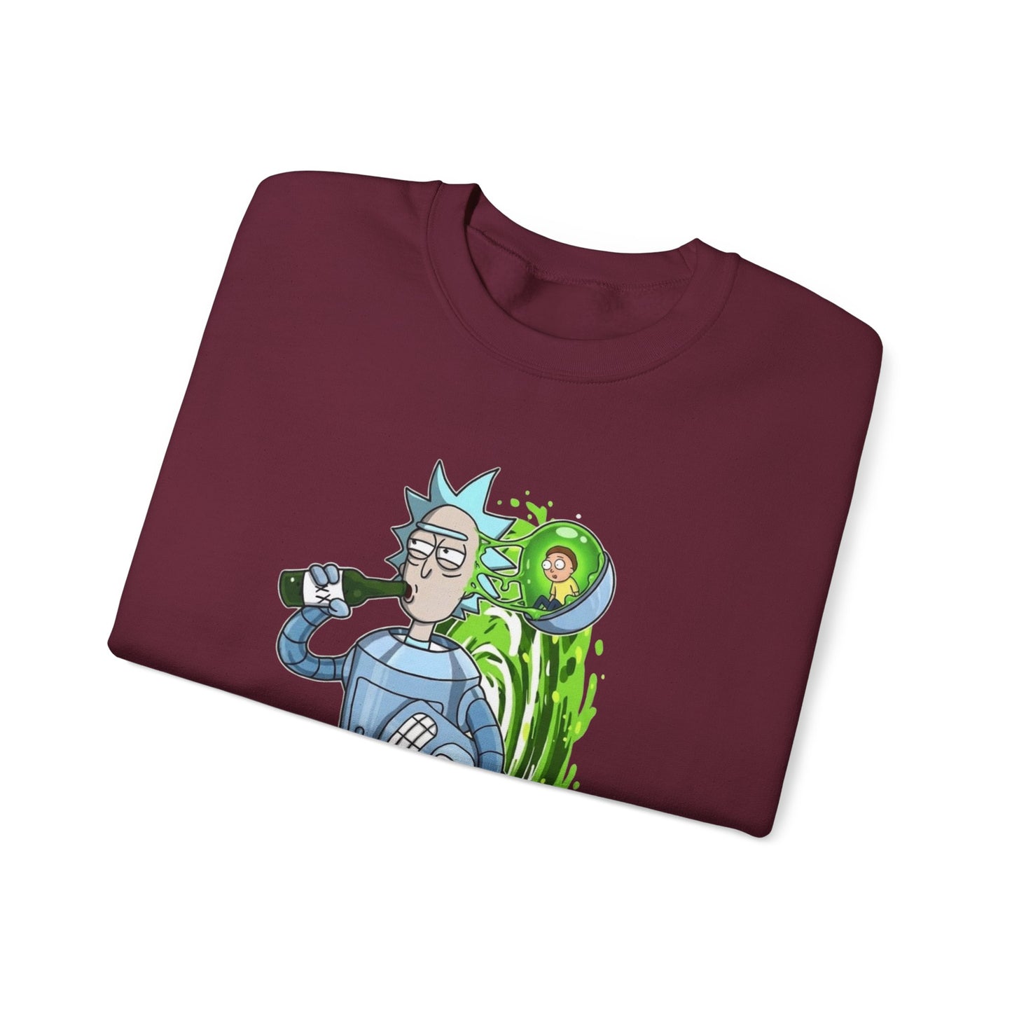 Crewneck Sweatshirt — Sci‑Fi Portal Rick Drinking Design