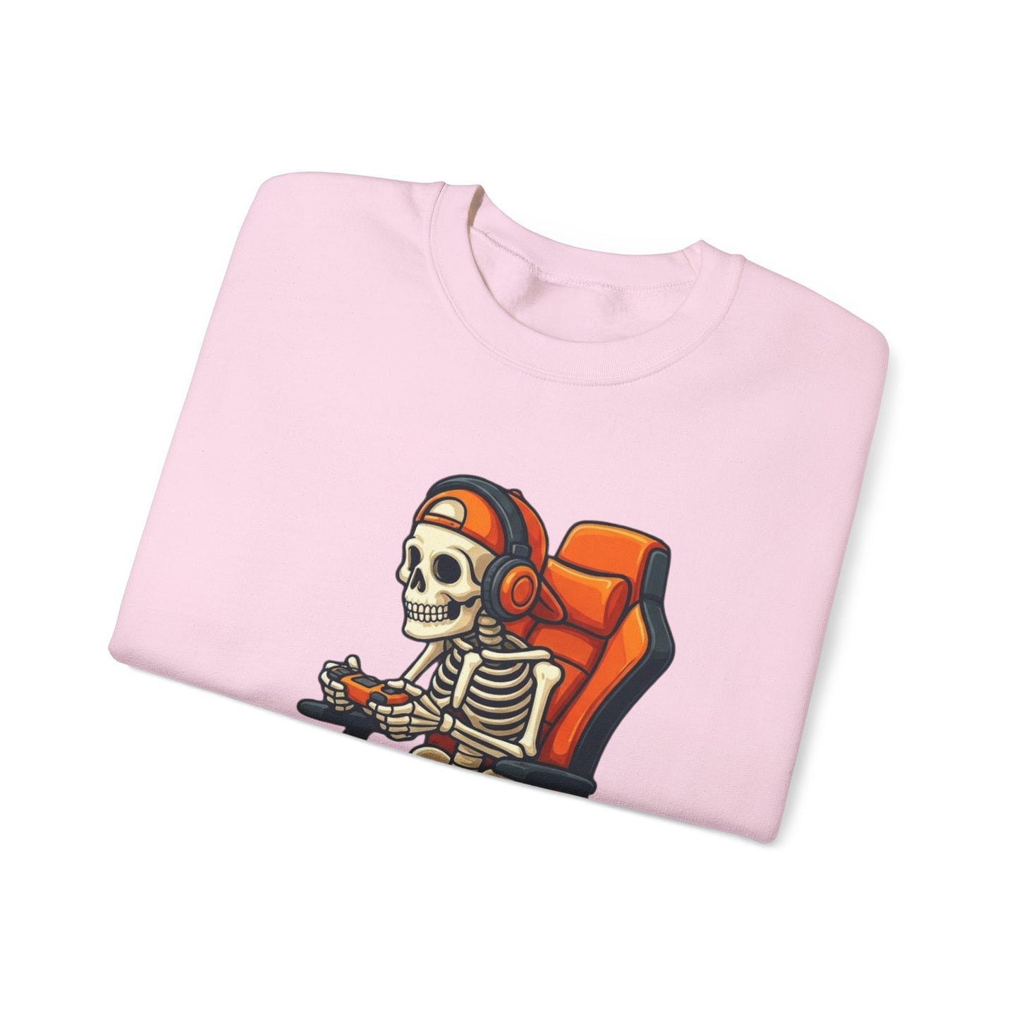 Gamer Skeleton Crewneck Sweatshirt – Retro Skull Gaming Chair Design
