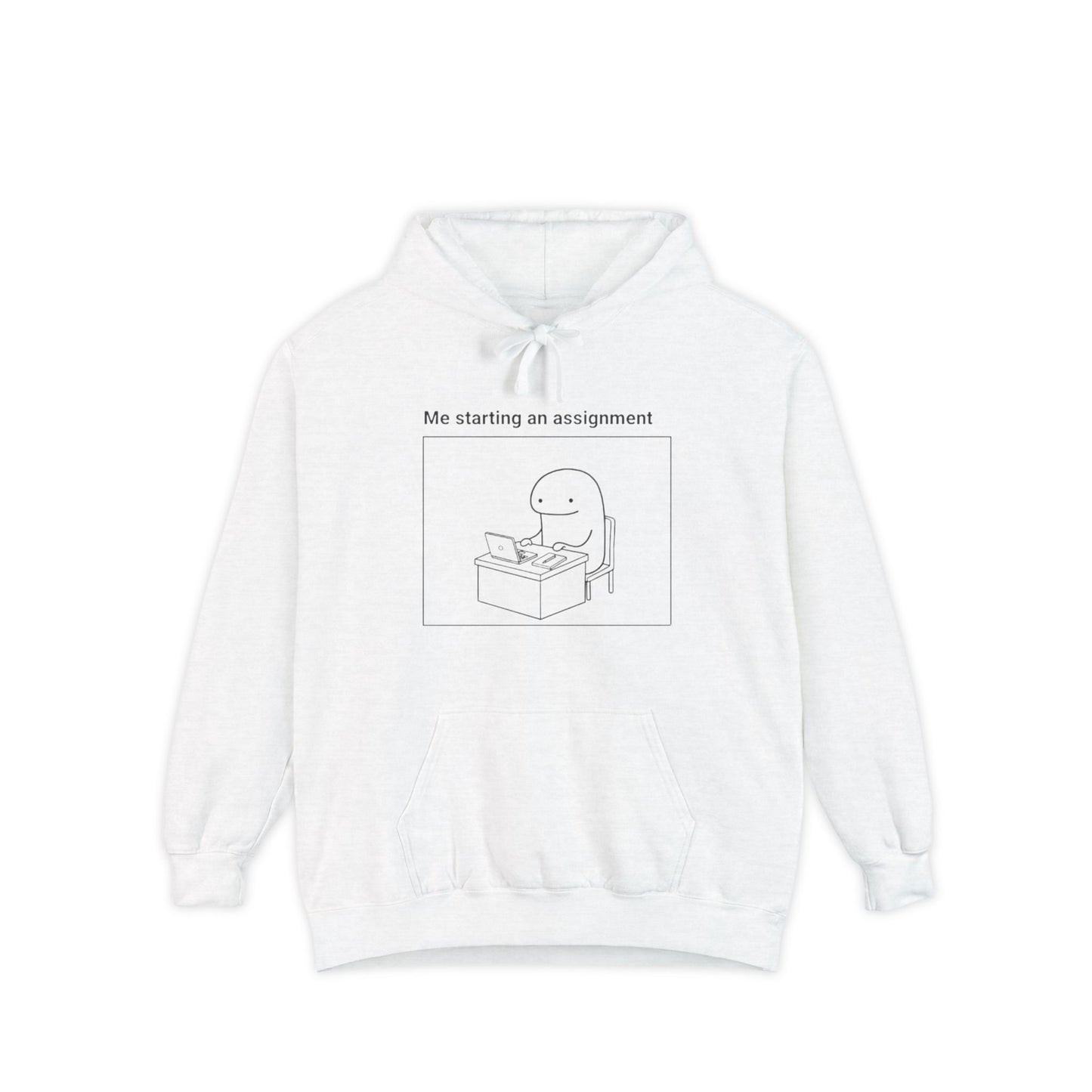 Procrastination Humor Hoodie - Unisex Garment-Dyed with Funny Assignment Prints