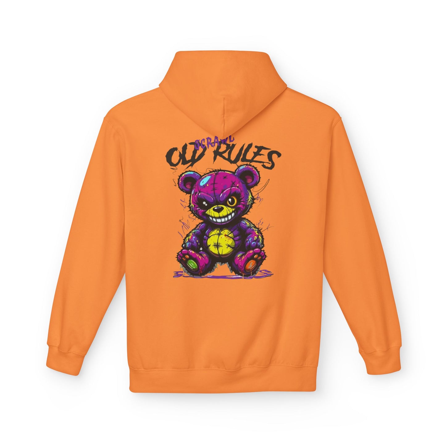 Bad Rules Teddy Hoodie — Edgy Grunge Purple Bear Graphic Hoodie