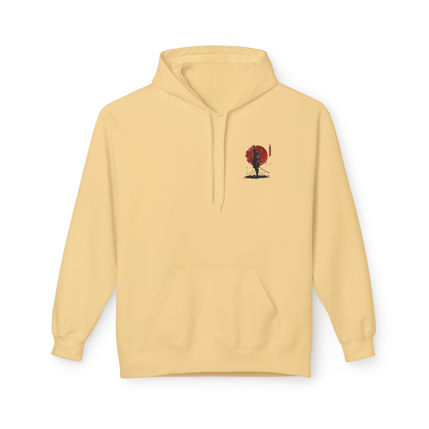 Samurai Silhouette Hoodie — Red Sun Japanese Warrior Graphic