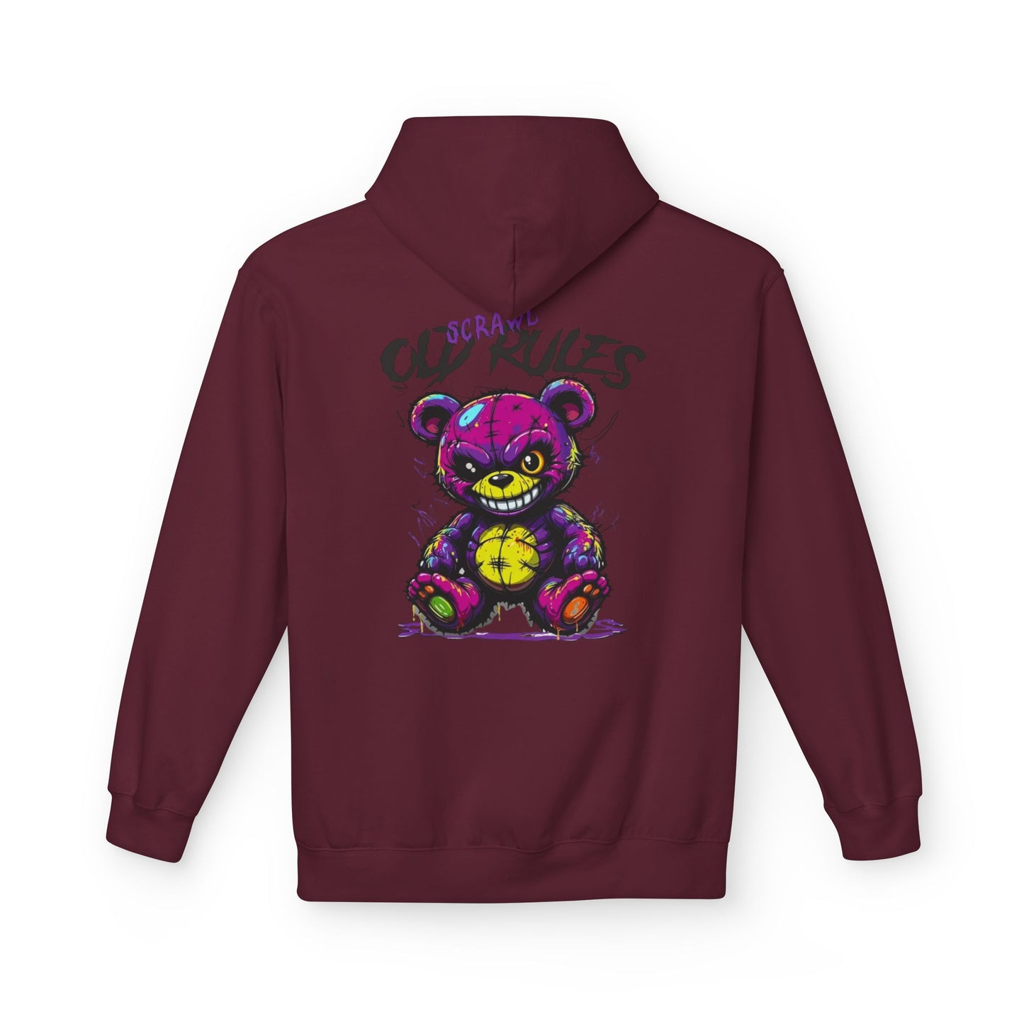 Bad Rules Teddy Hoodie — Edgy Grunge Purple Bear Graphic Hoodie