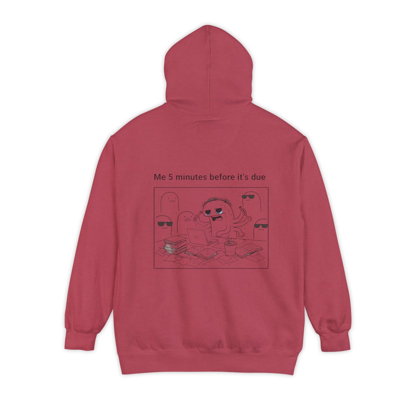 Procrastination Humor Hoodie - Unisex Garment-Dyed with Funny Assignment Prints