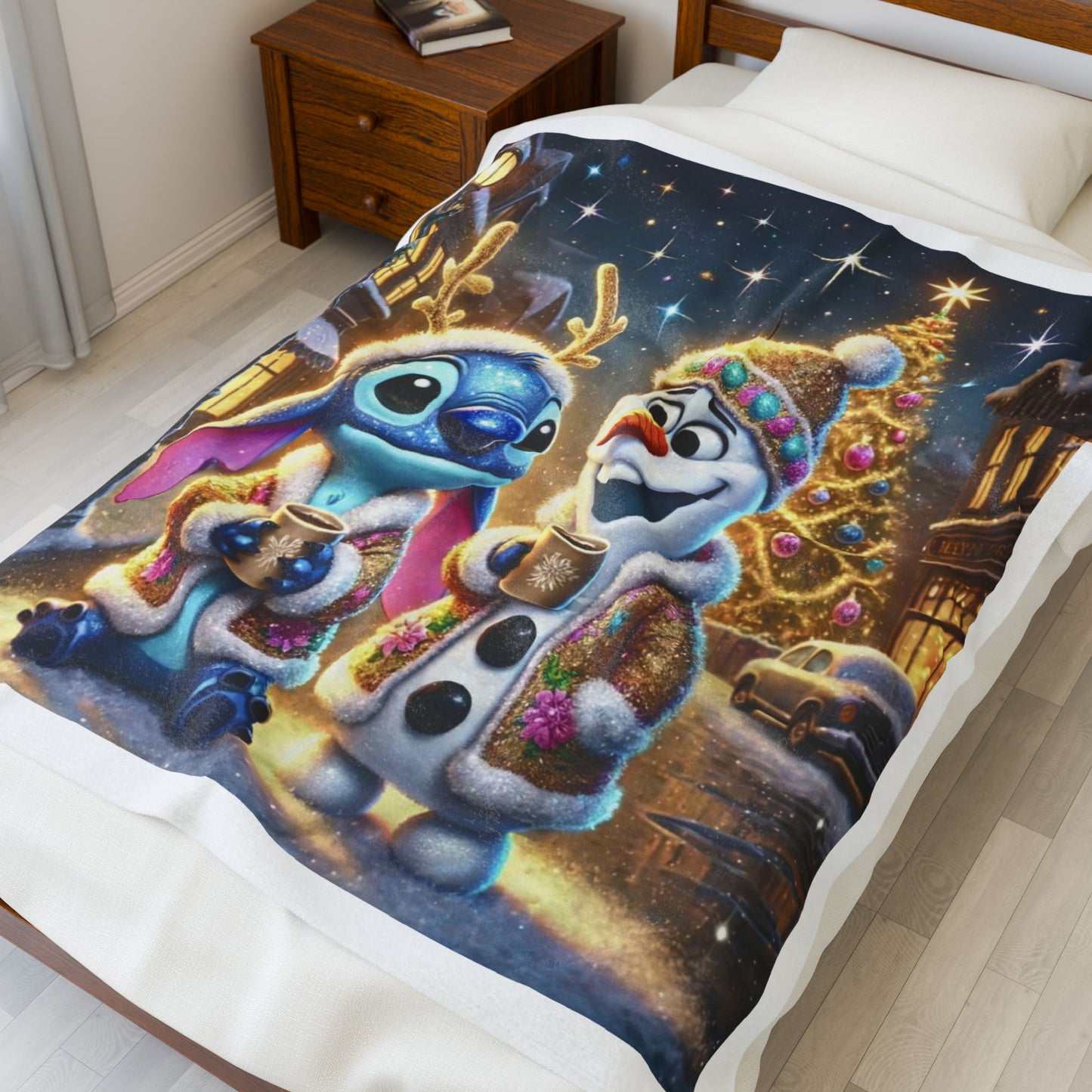 Christmas Velveteen Plush Blanket – Festive Stitch & Snowman Holiday Throw