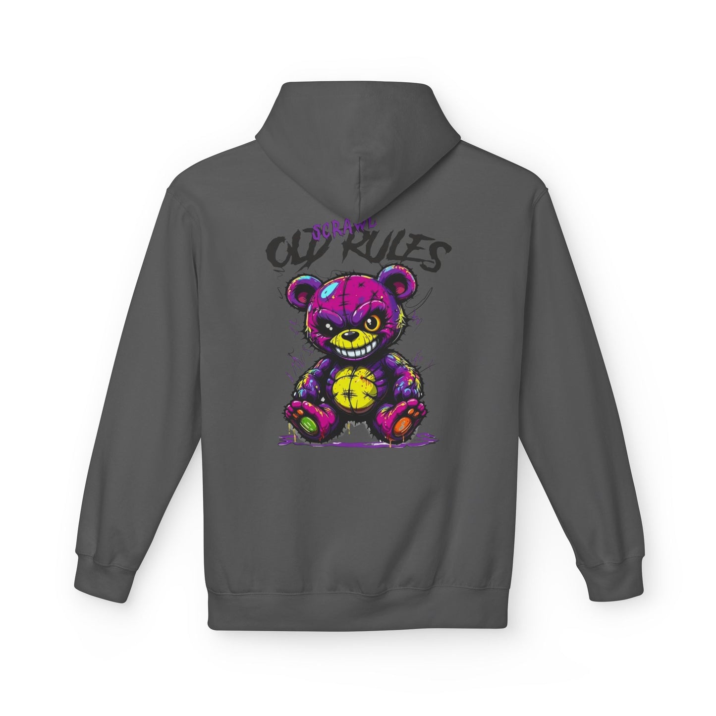 Bad Rules Teddy Hoodie — Edgy Grunge Purple Bear Graphic Hoodie