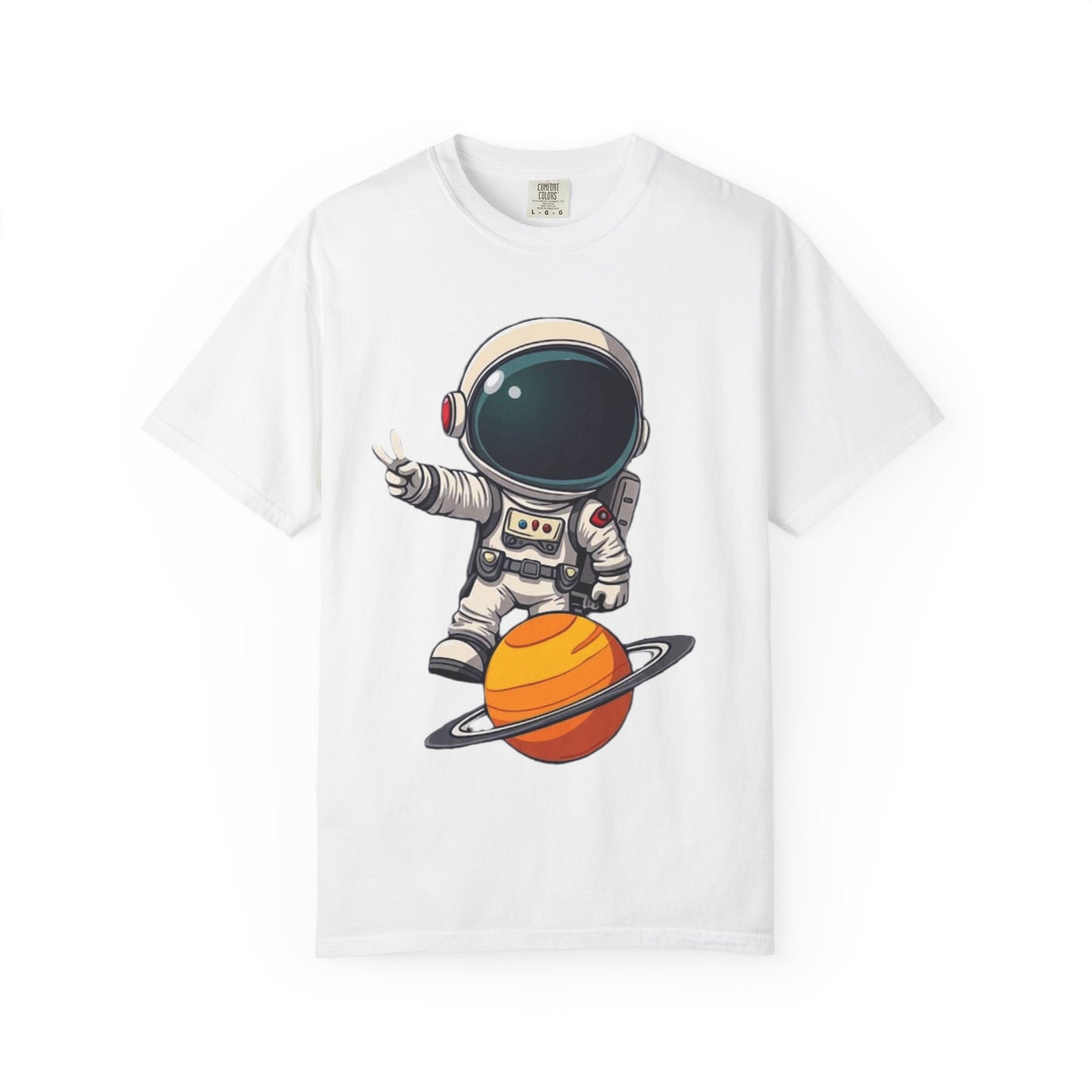 Astronaut on Saturn T-Shirt — Cute Space Explorer Graphic Tee