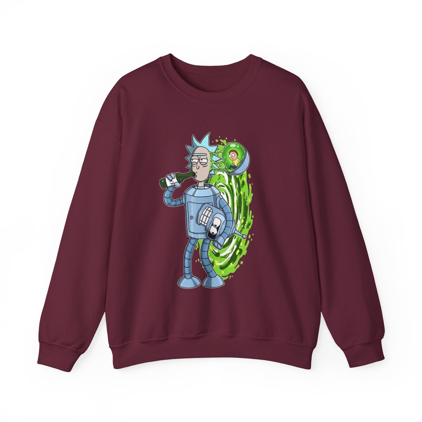 Crewneck Sweatshirt — Sci‑Fi Portal Rick Drinking Design