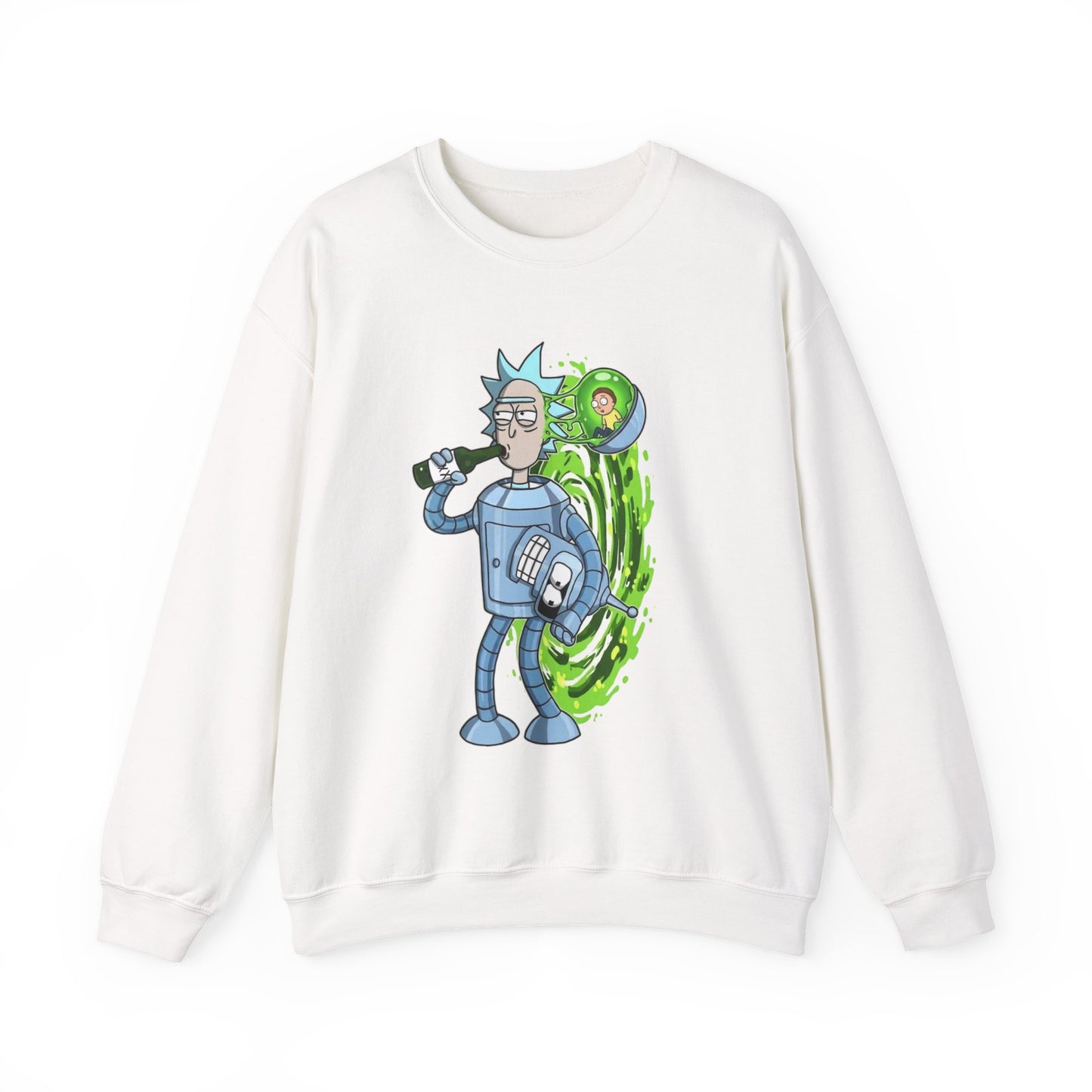Crewneck Sweatshirt — Sci‑Fi Portal Rick Drinking Design
