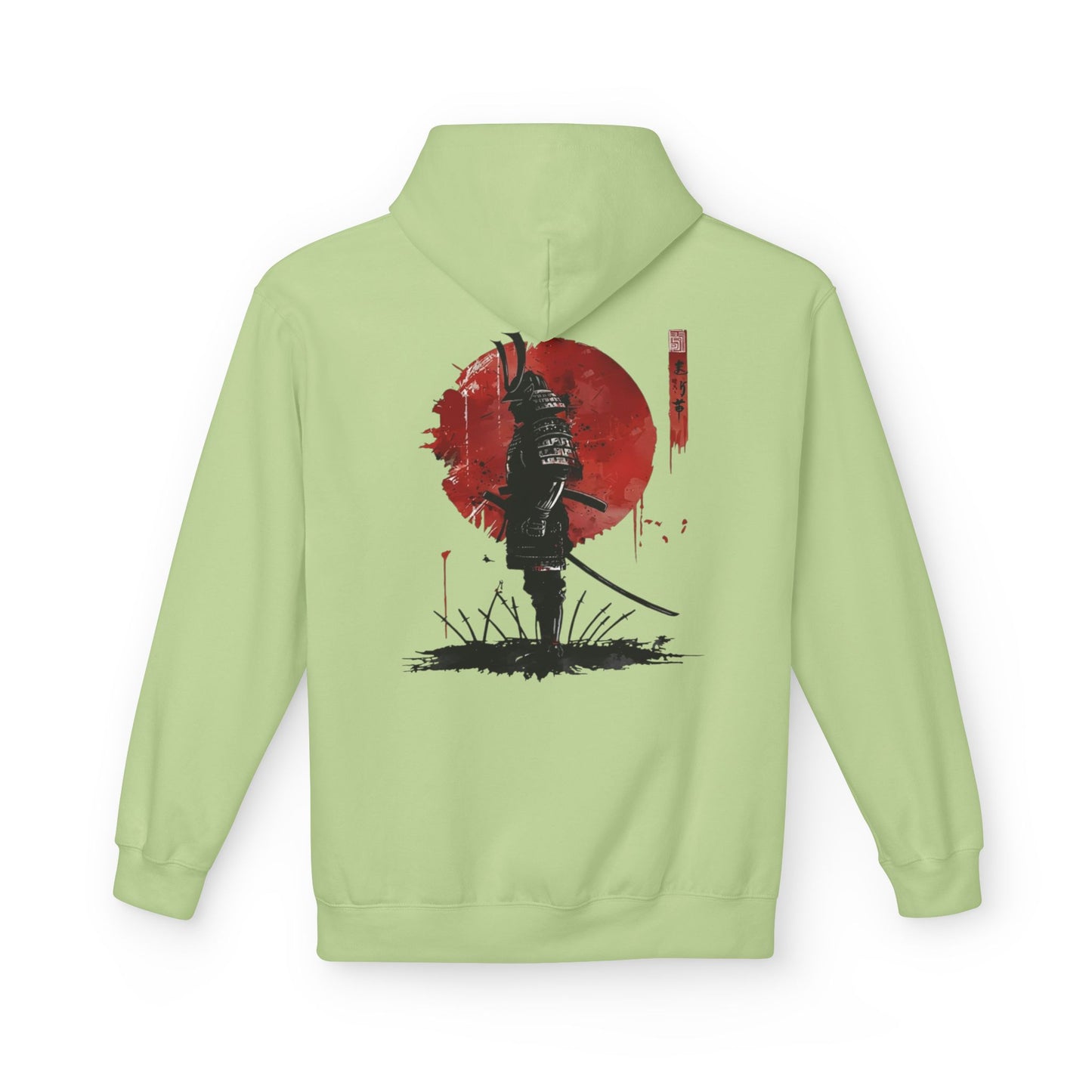 Samurai Silhouette Hoodie — Red Sun Japanese Warrior Graphic
