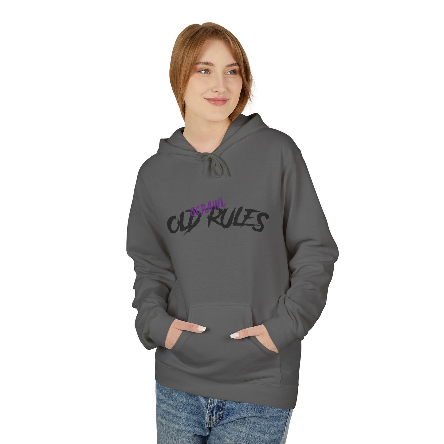 Bad Rules Teddy Hoodie — Edgy Grunge Purple Bear Graphic Hoodie