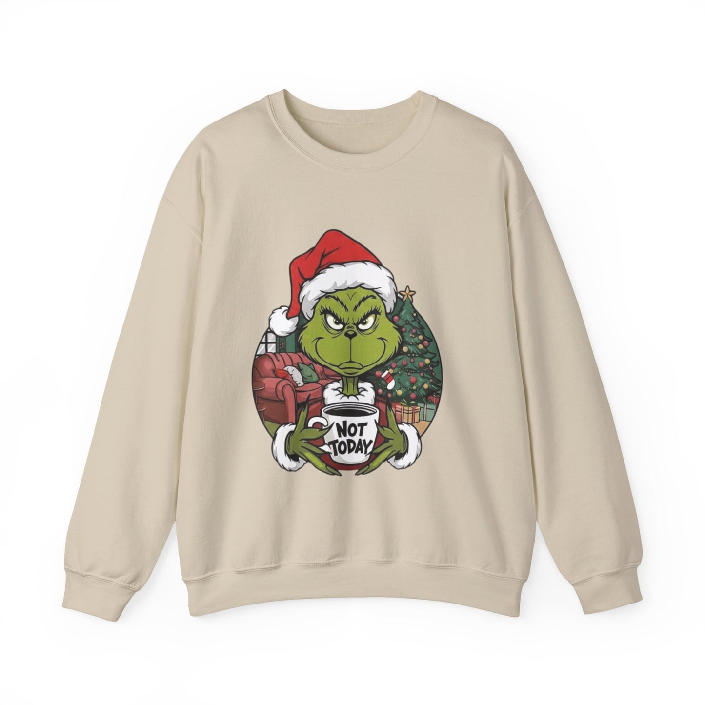 Grumpy Grinch Christmas Sweatshirt – 'Not Today' Holiday Crewneck