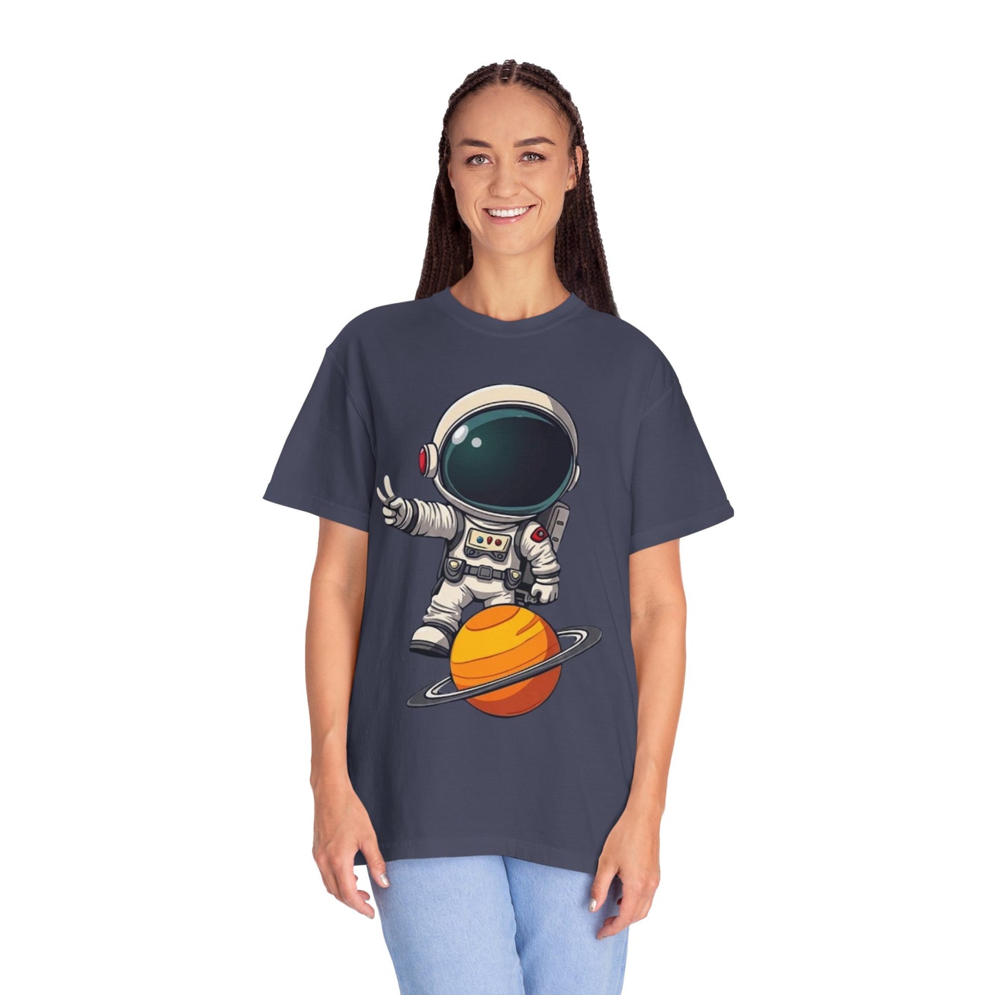 Astronaut on Saturn T-Shirt — Cute Space Explorer Graphic Tee