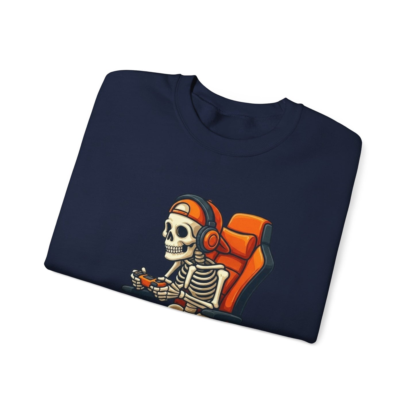 Gamer Skeleton Crewneck Sweatshirt – Retro Skull Gaming Chair Design
