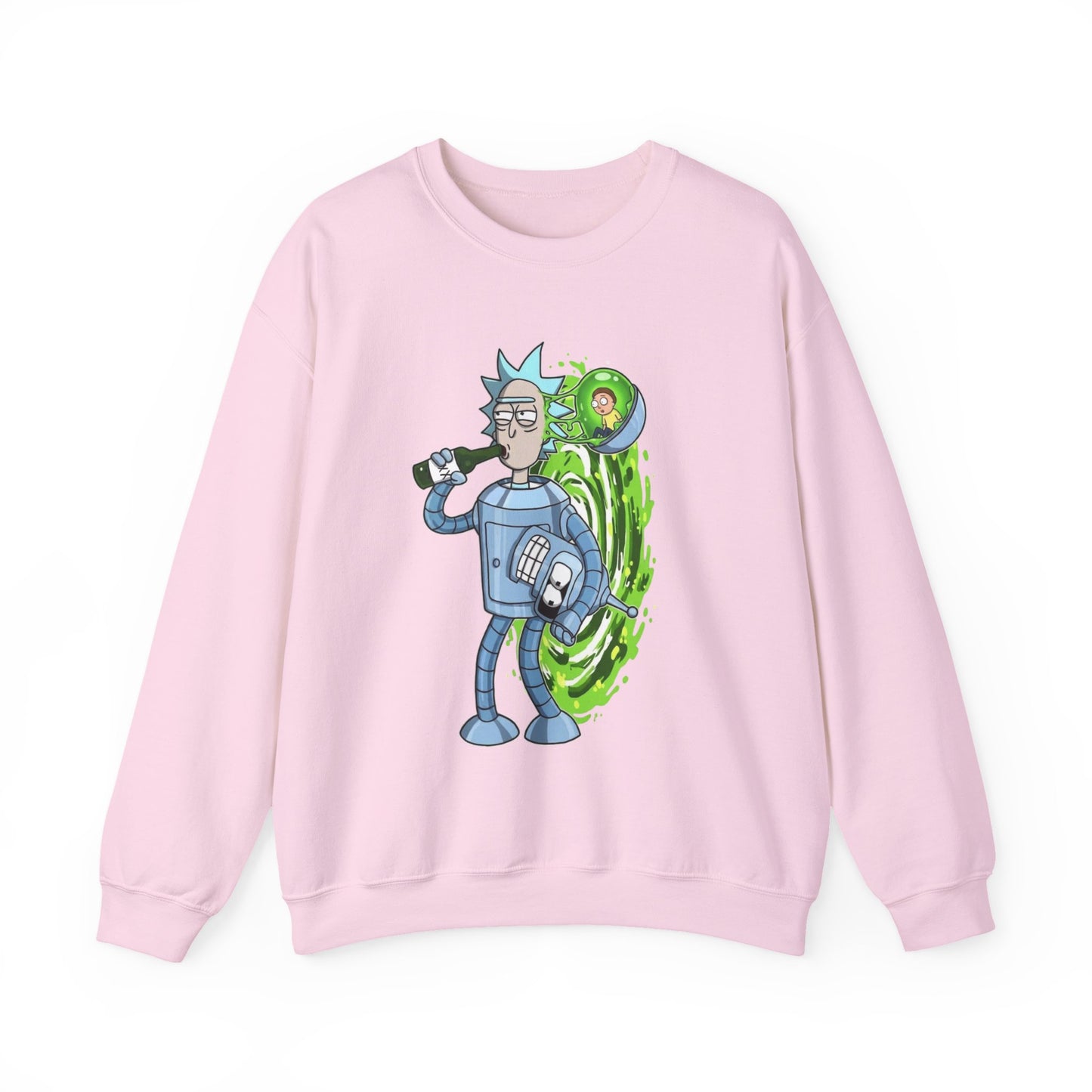 Crewneck Sweatshirt — Sci‑Fi Portal Rick Drinking Design