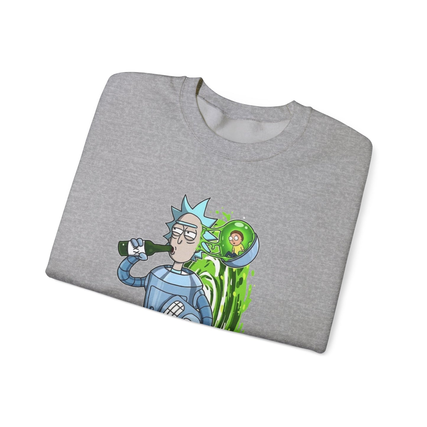 Crewneck Sweatshirt — Sci‑Fi Portal Rick Drinking Design